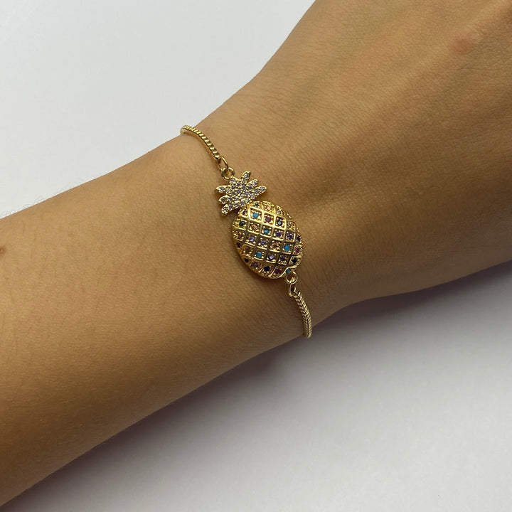 Pulsera Acero 🍍 Piña Dorado