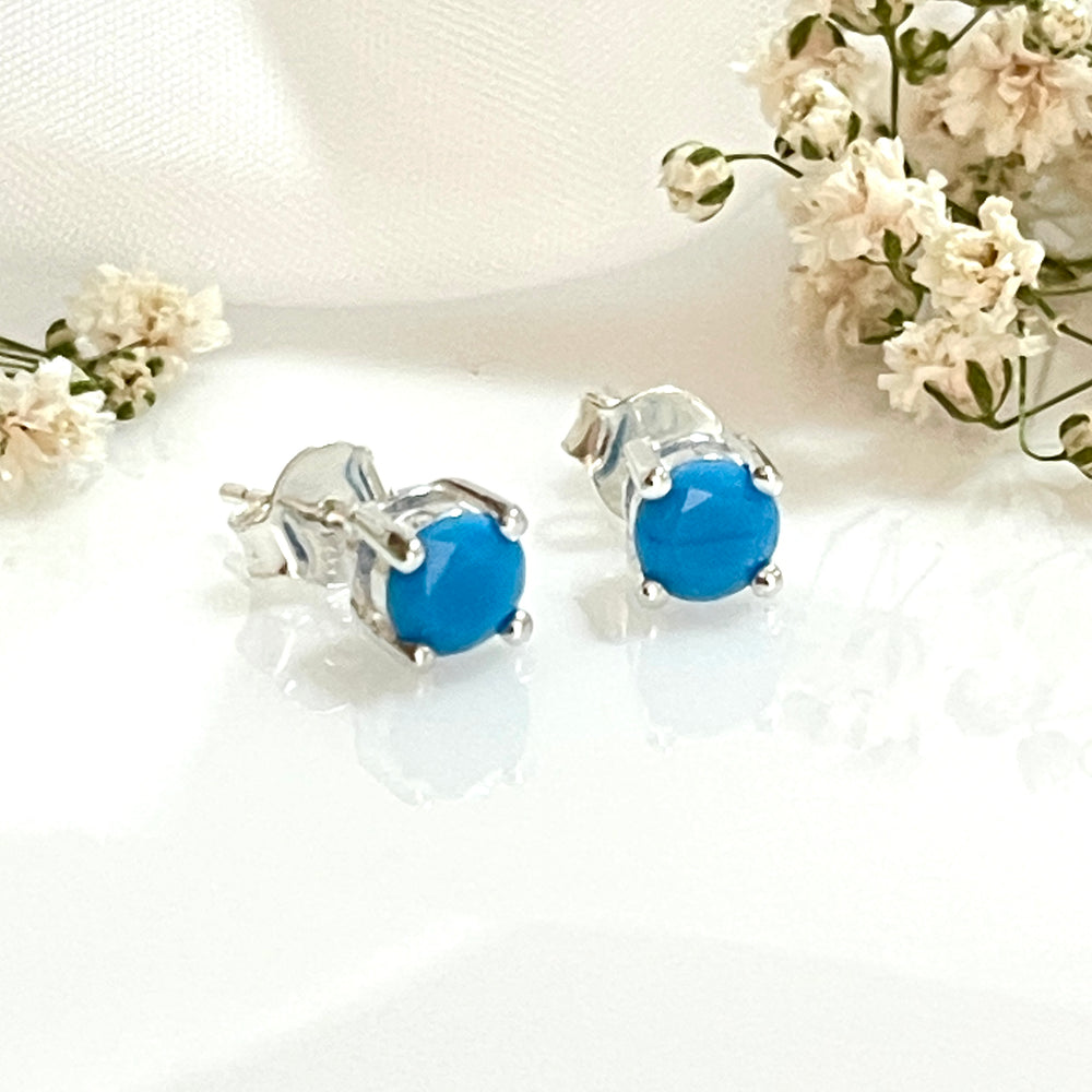 Aretes de Plata Circonita Turquesa | Nicola Joyería