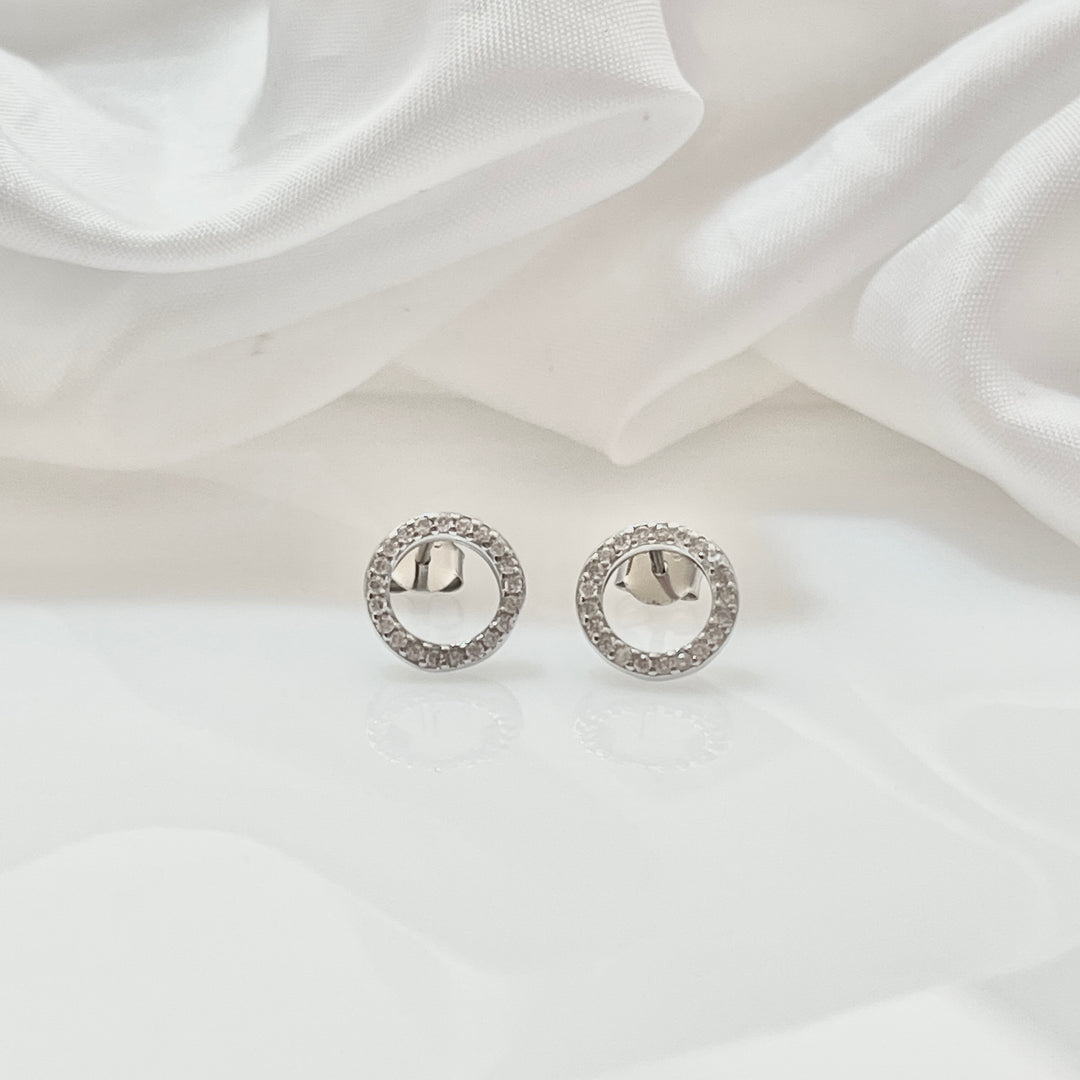 Aretes Plata 🔴 Circulo Luna 10MM | Nicola Joyería 