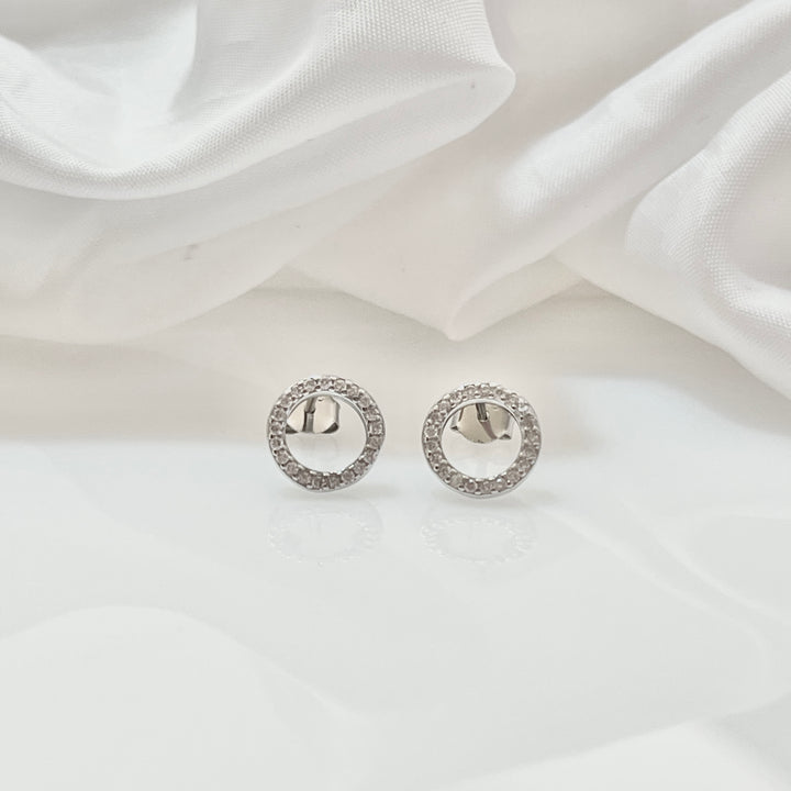 Aretes Plata 🔴 Circulo Luna 10MM | Nicola Joyería 
