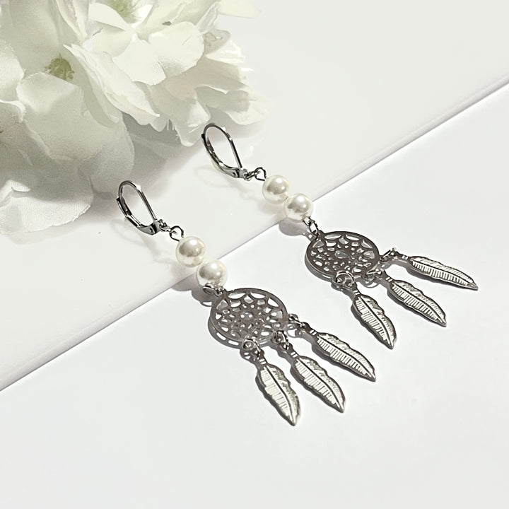 Aretes de Acero Largo Pluma 🪶| Nicola Joyería 