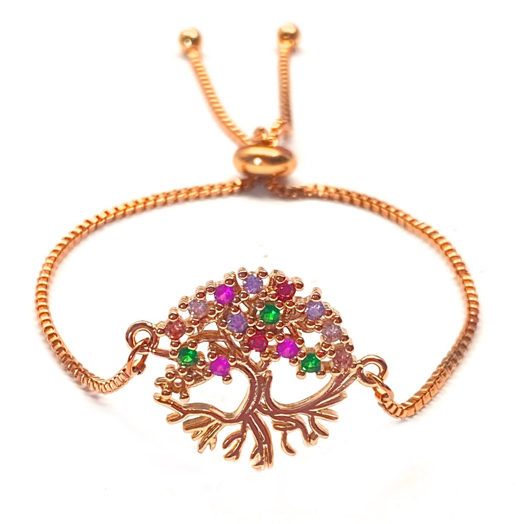 Pulsera Acero Árbol 🌳 de la Vida Oro Rosa