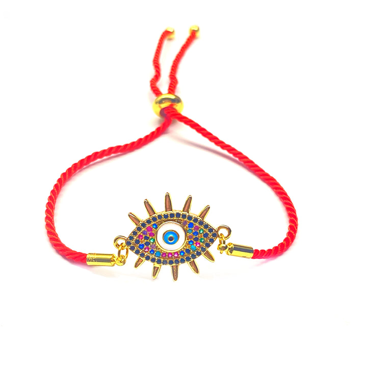 Pulsera Acero 👁 Ojo Mecate Rojo
