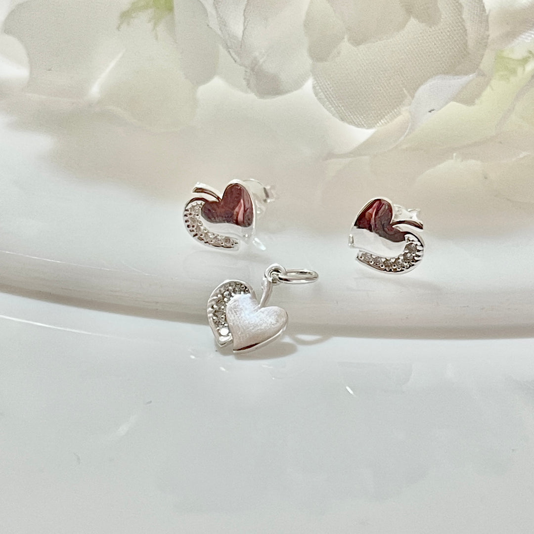 Juego Plata Corazón Doble Mini ❤️ | Nicola Joyería 