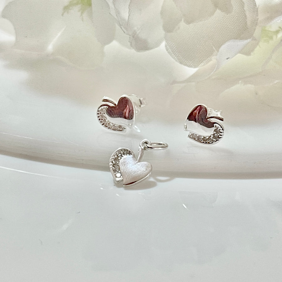 Juego Plata Corazón Doble Mini ❤️ | Nicola Joyería 