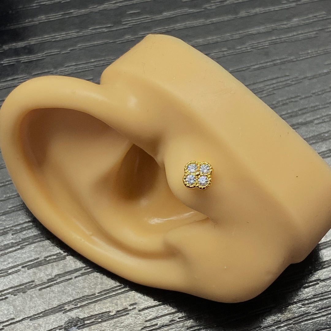 Arete Quirúrgico 🌺 Flor Dorado | Nicola Joyería