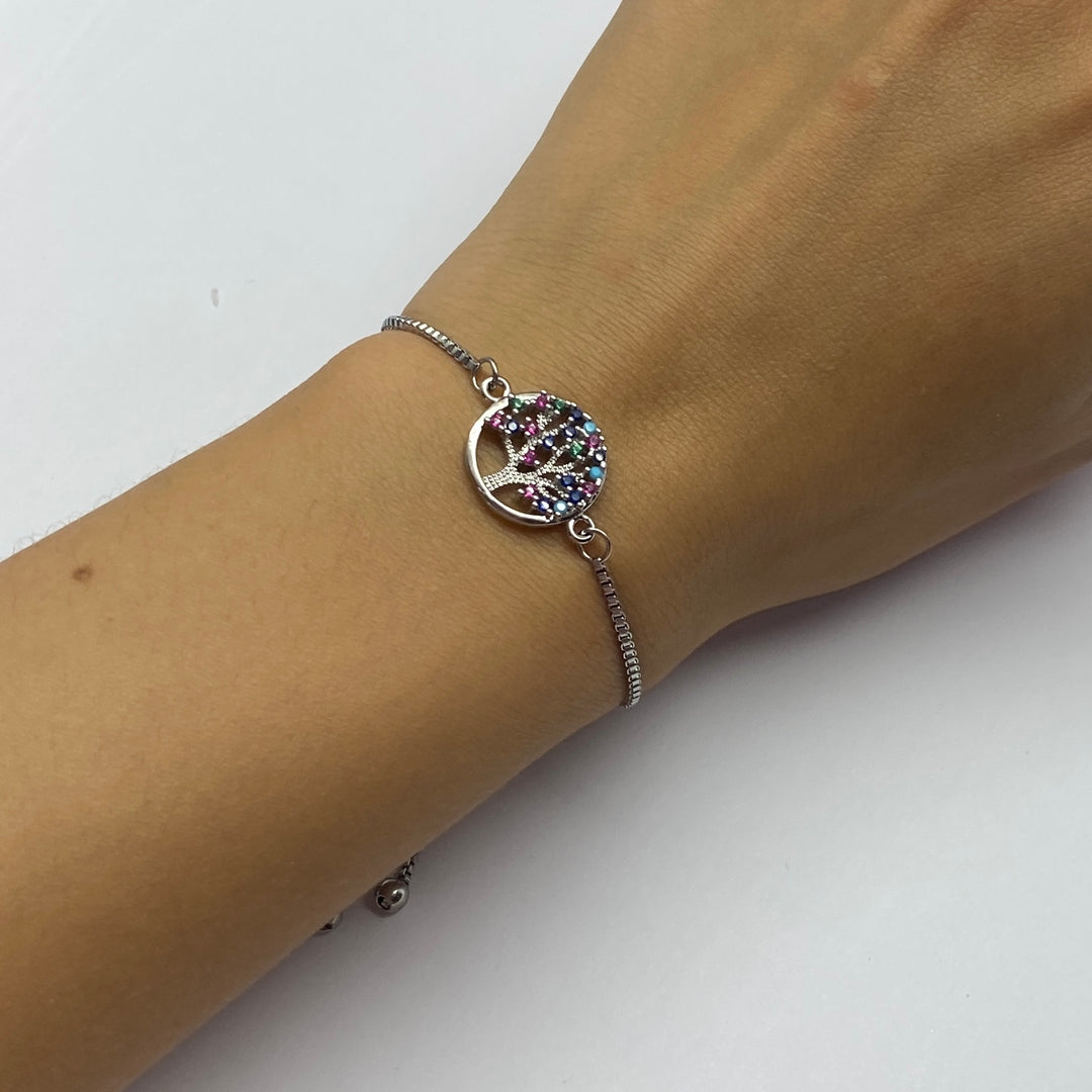 Pulsera Acero 🌳 Árbol Plateado