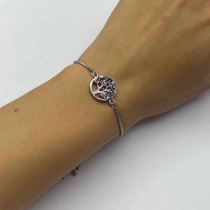 Pulsera Acero 🌳 Árbol Plateado