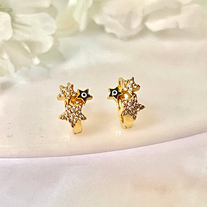 Huggies de Acero 🧿Ojo Turco Negro | Nicola Joyeria 