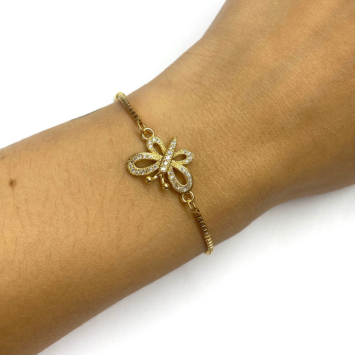 Pulsera Acero Libélula Dorada