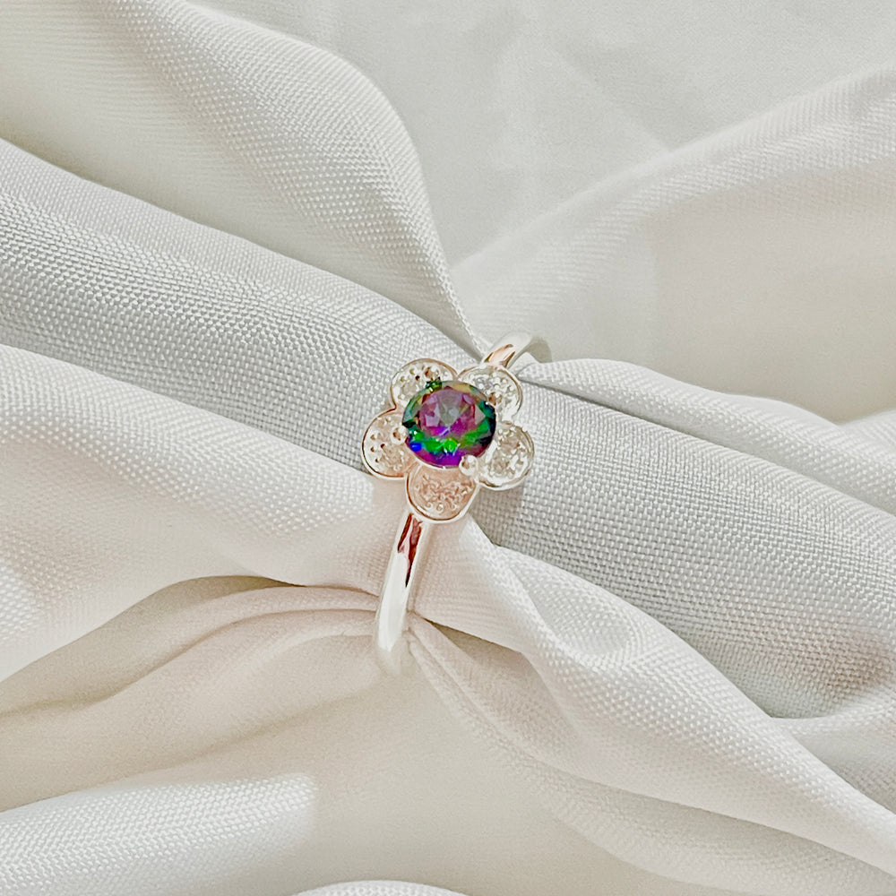 Anillo Plata Promesa Flor Topacio | Nicola Joyería 