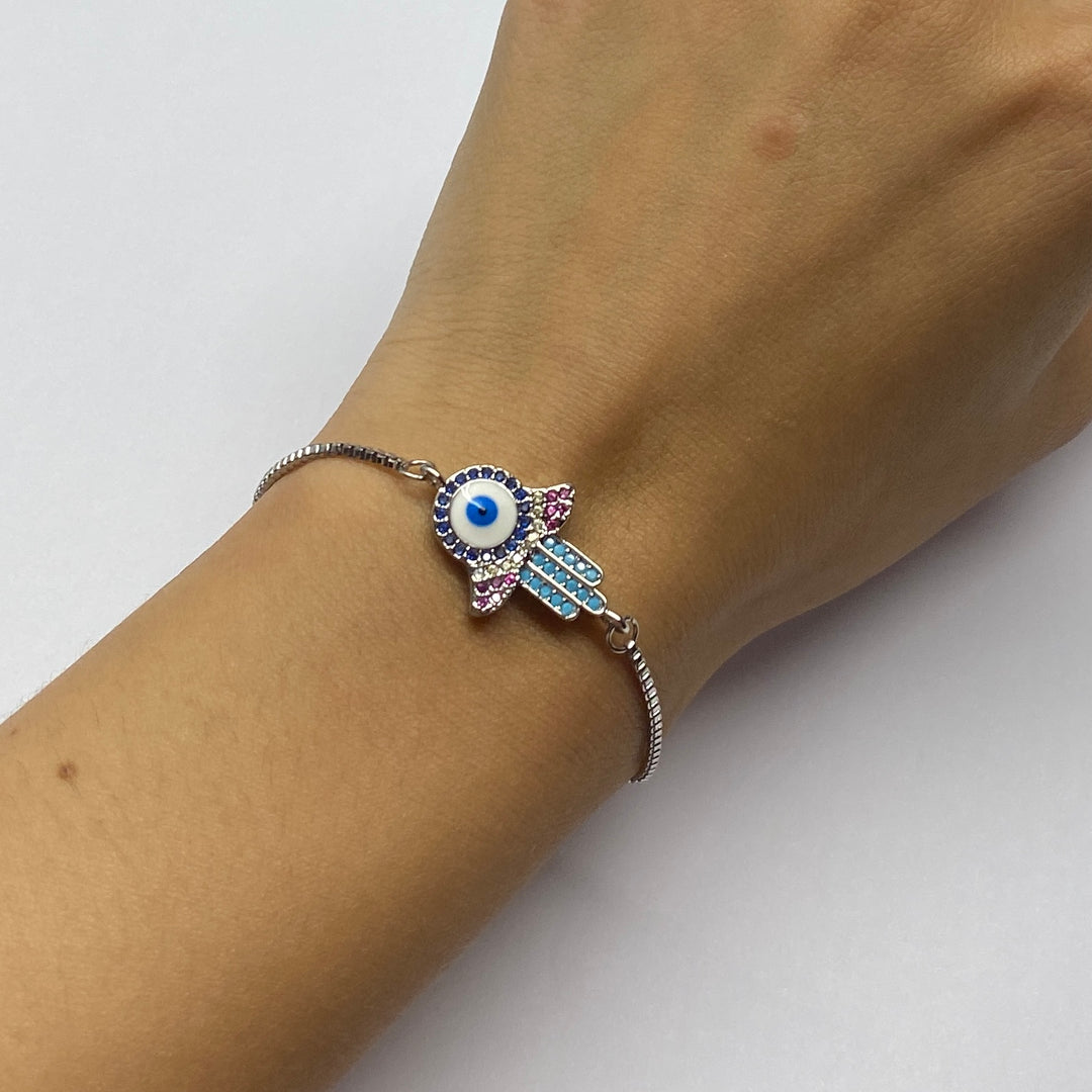 Pulsera Acero 🪬 Mano Plateado