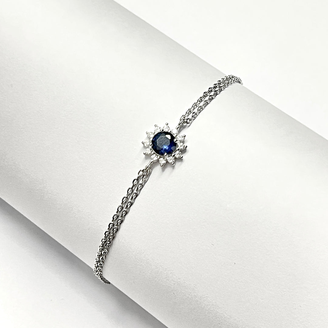 Pulsera Plata 🌼Flor Azul