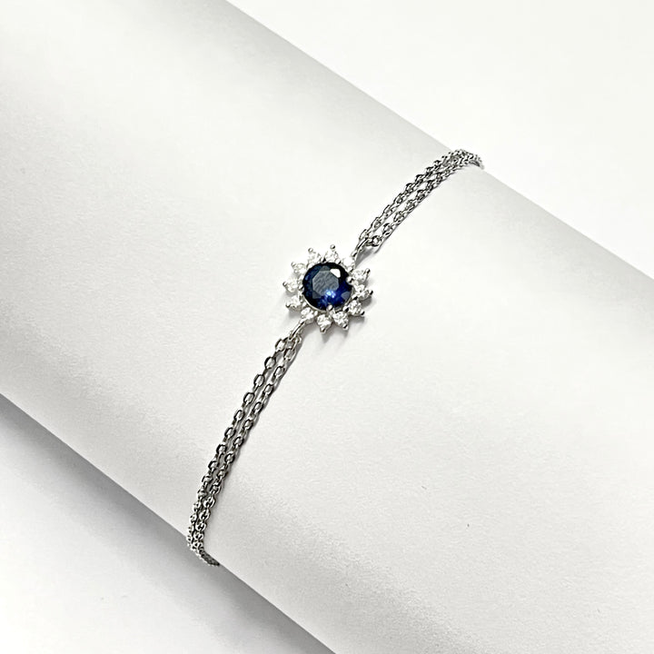 Pulsera Plata 🌼Flor Azul