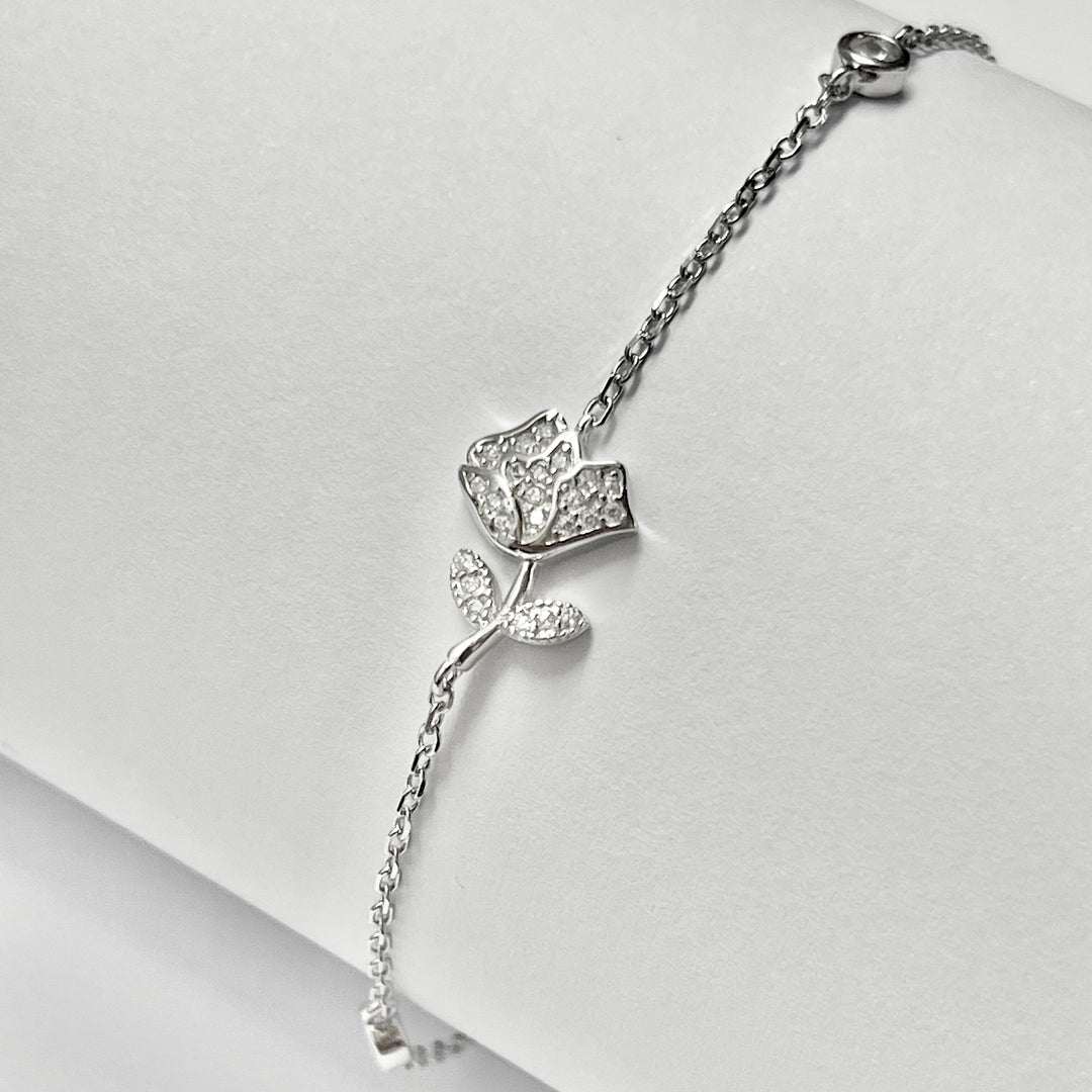 Pulsera Plata 🌹Rosa Grande