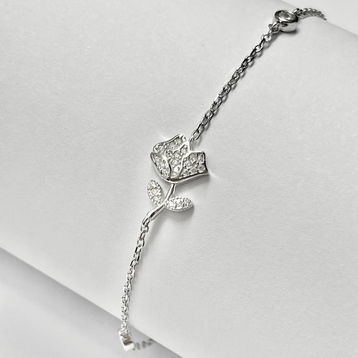 Pulsera Plata 🌹Rosa Grande