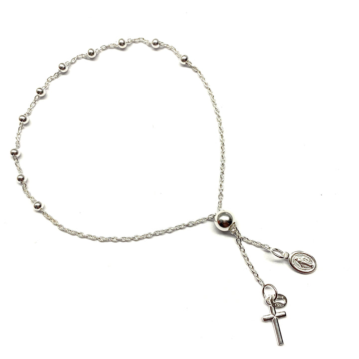 Pulsera de Plata Rosario Ajustable | Nicola Joyería