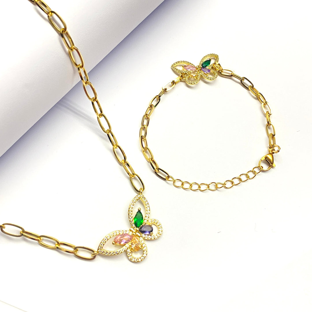 Collar y Pulsera Mariposa 🦋 Dorado