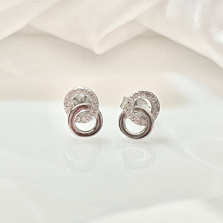 Aretes Plata Circulo Entrelazados 10MM
