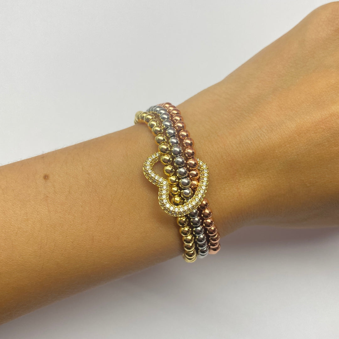 Pulsera Acero 💛 Corazón Dorado Triple