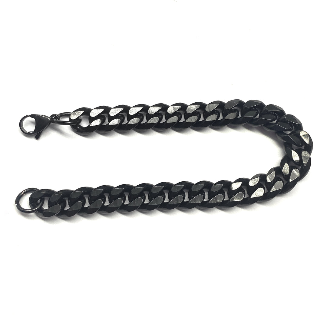 Pulsera Cubana Negra 10MM | Nicola Joyería