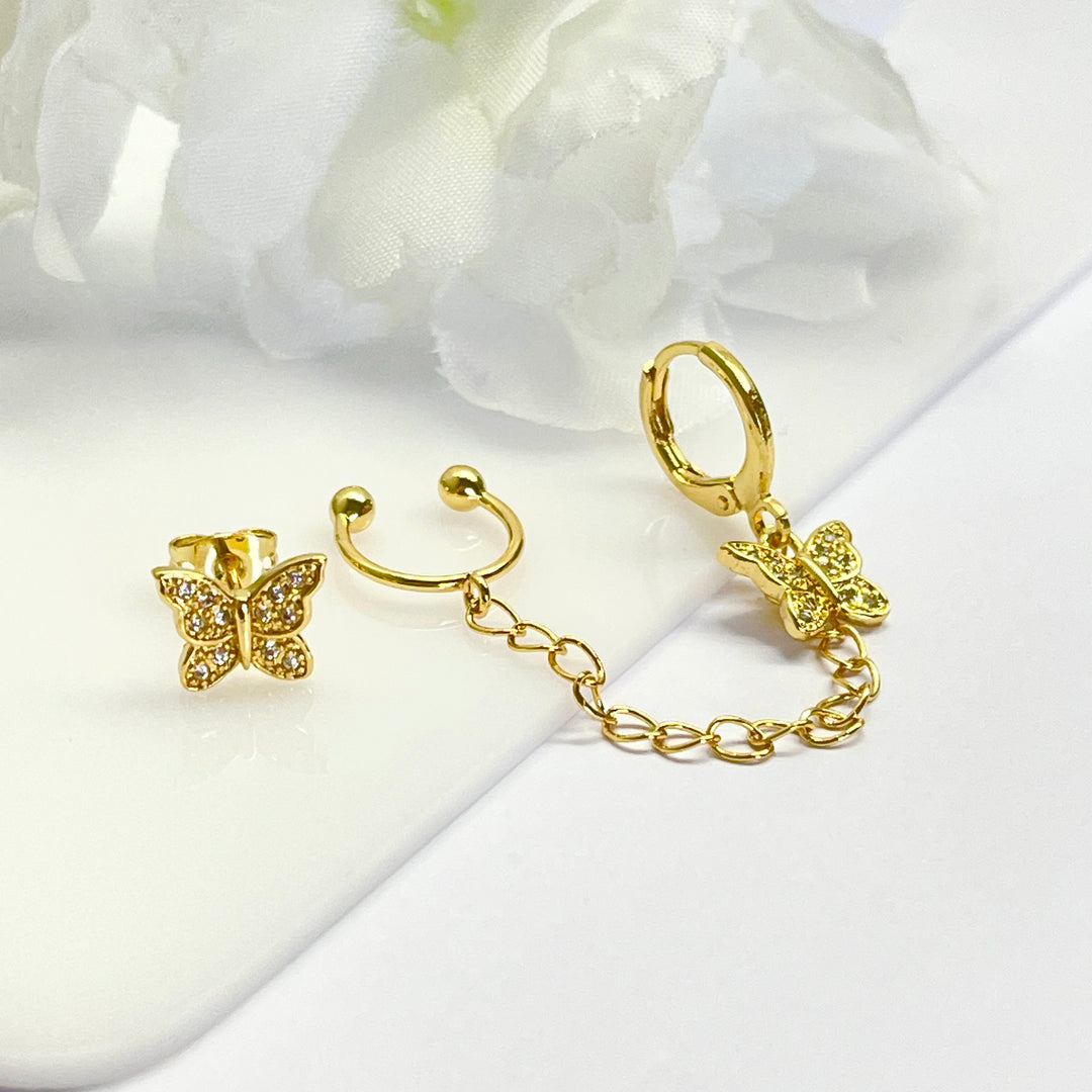 Aretes de Acero Mariposa 🦋 Cadena