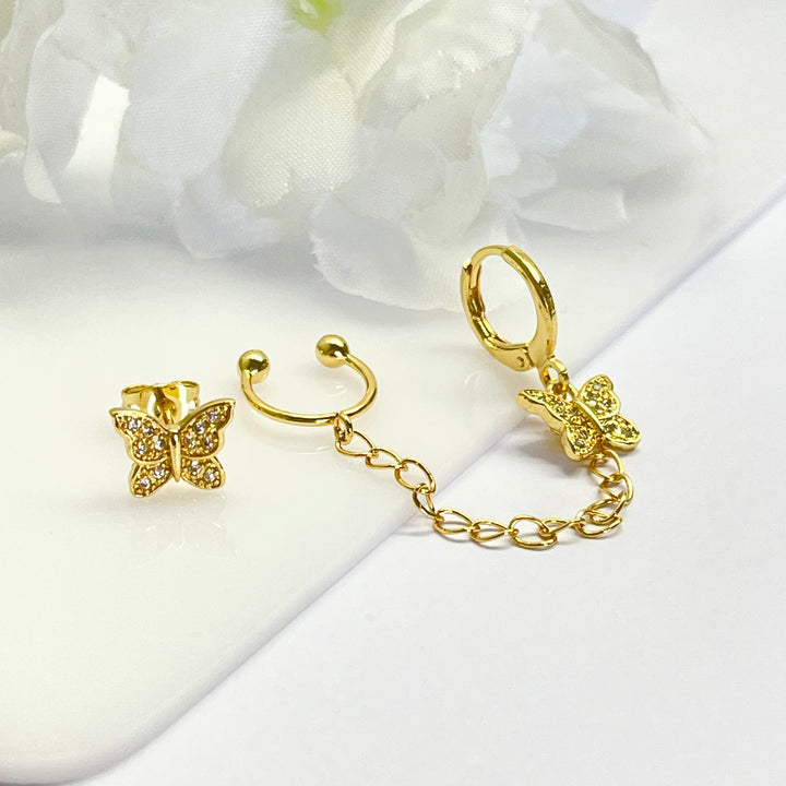 Aretes de Acero Mariposa 🦋 Cadena