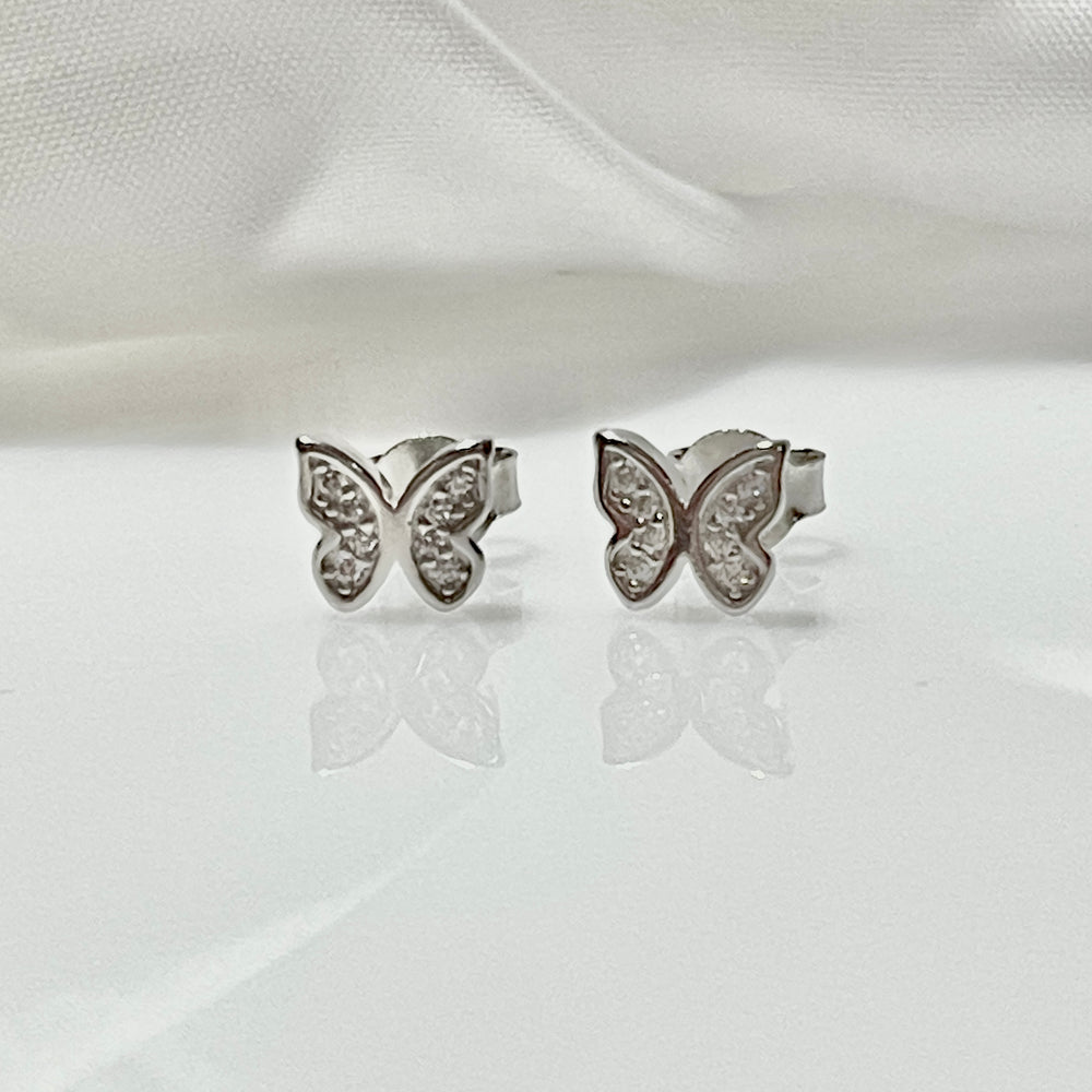 Aretes Plata Mariposa Mini 8MM | Nicola Joyería 