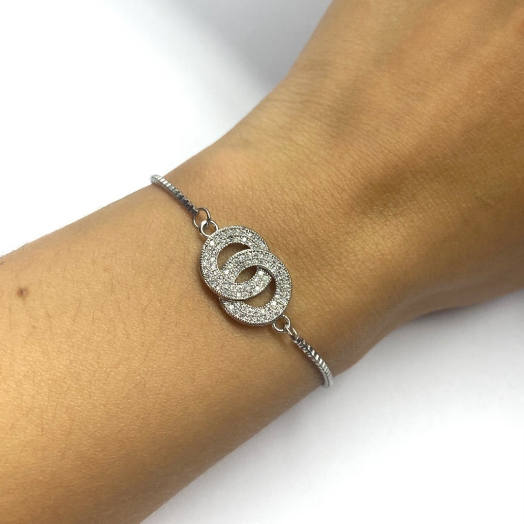 Pulsera Acero ⚪️⚪️ Círculo Enlazado Plateado