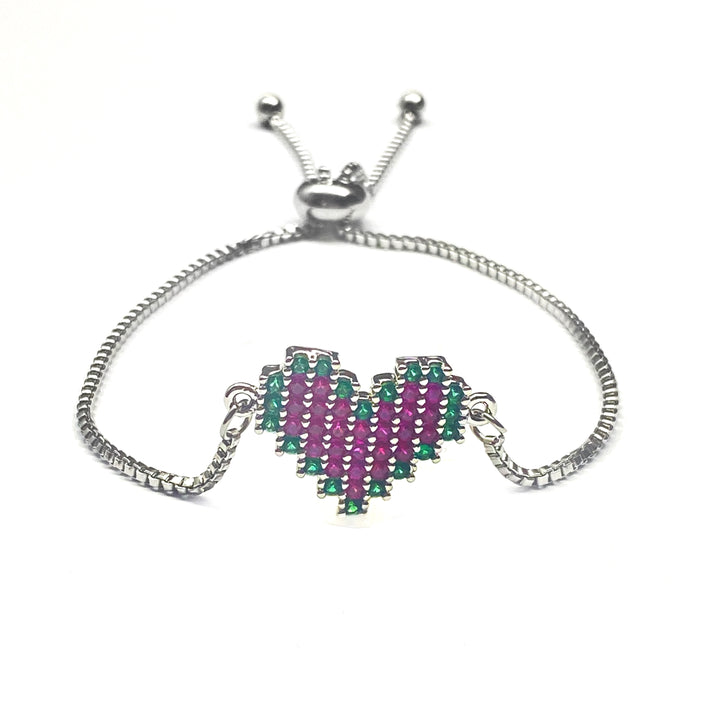 Pulsera Acero 🤍💗💚 Corazón Plateado