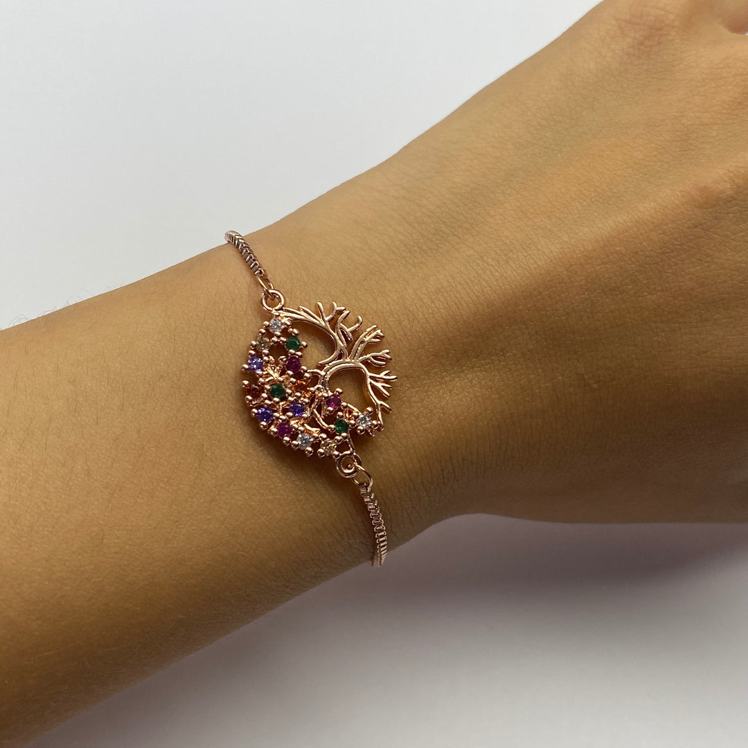 Pulsera Acero Árbol 🌳 de la Vida Oro Rosa