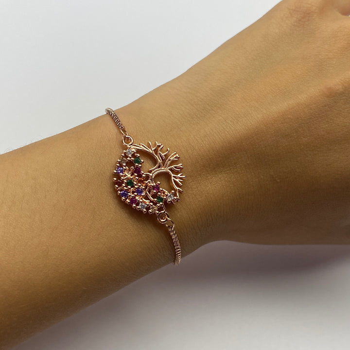 Pulsera Acero Árbol 🌳 de la Vida Oro Rosa