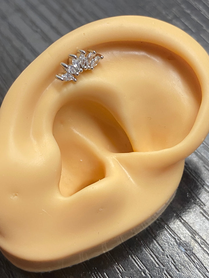Arete Quirúrgico 🍃 Petalo Plateado