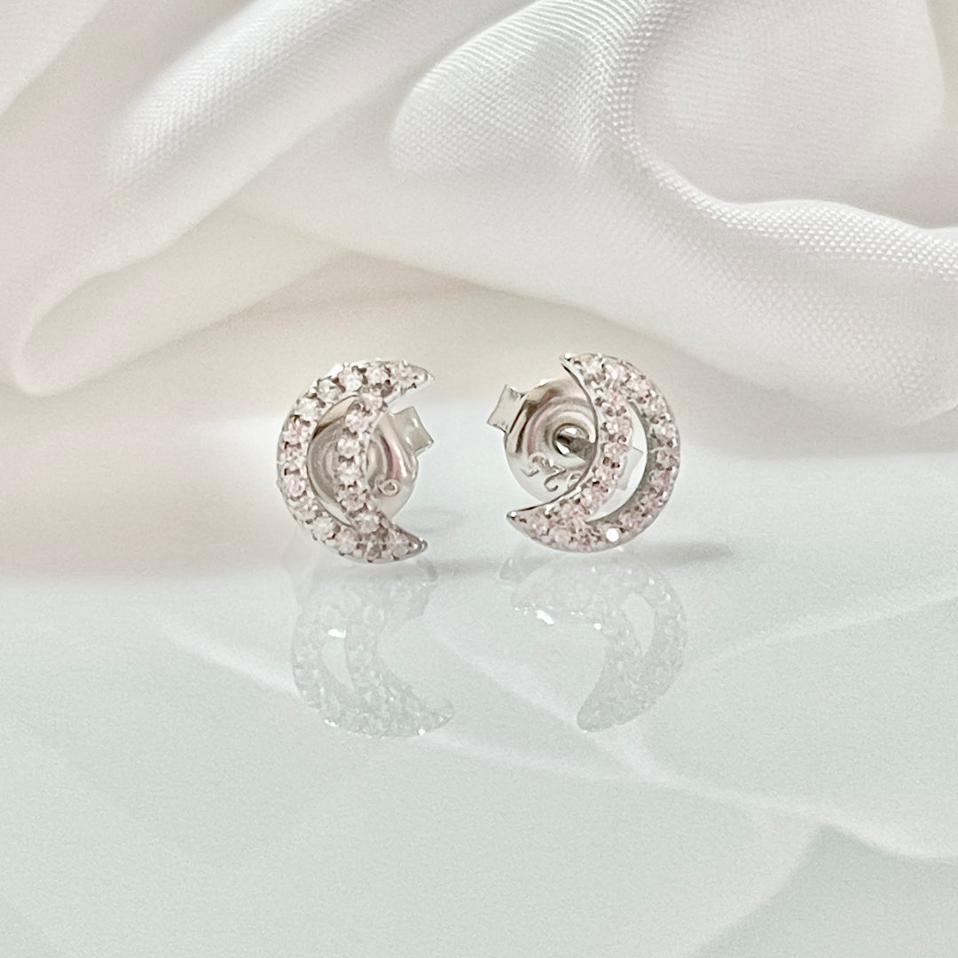 Aretes Plata Media Luna 🌜 9MM