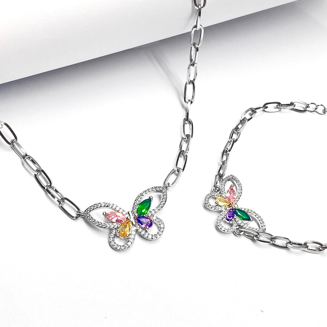 Collar y Pulsera Mariposa 🦋 Plateado