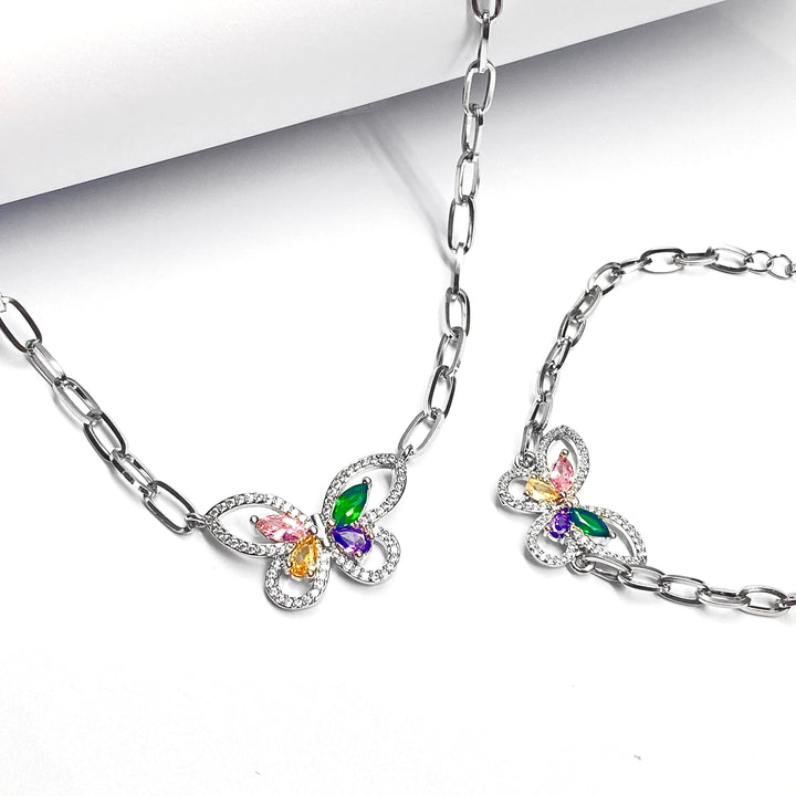 Collar y Pulsera Mariposa 🦋 Plateado