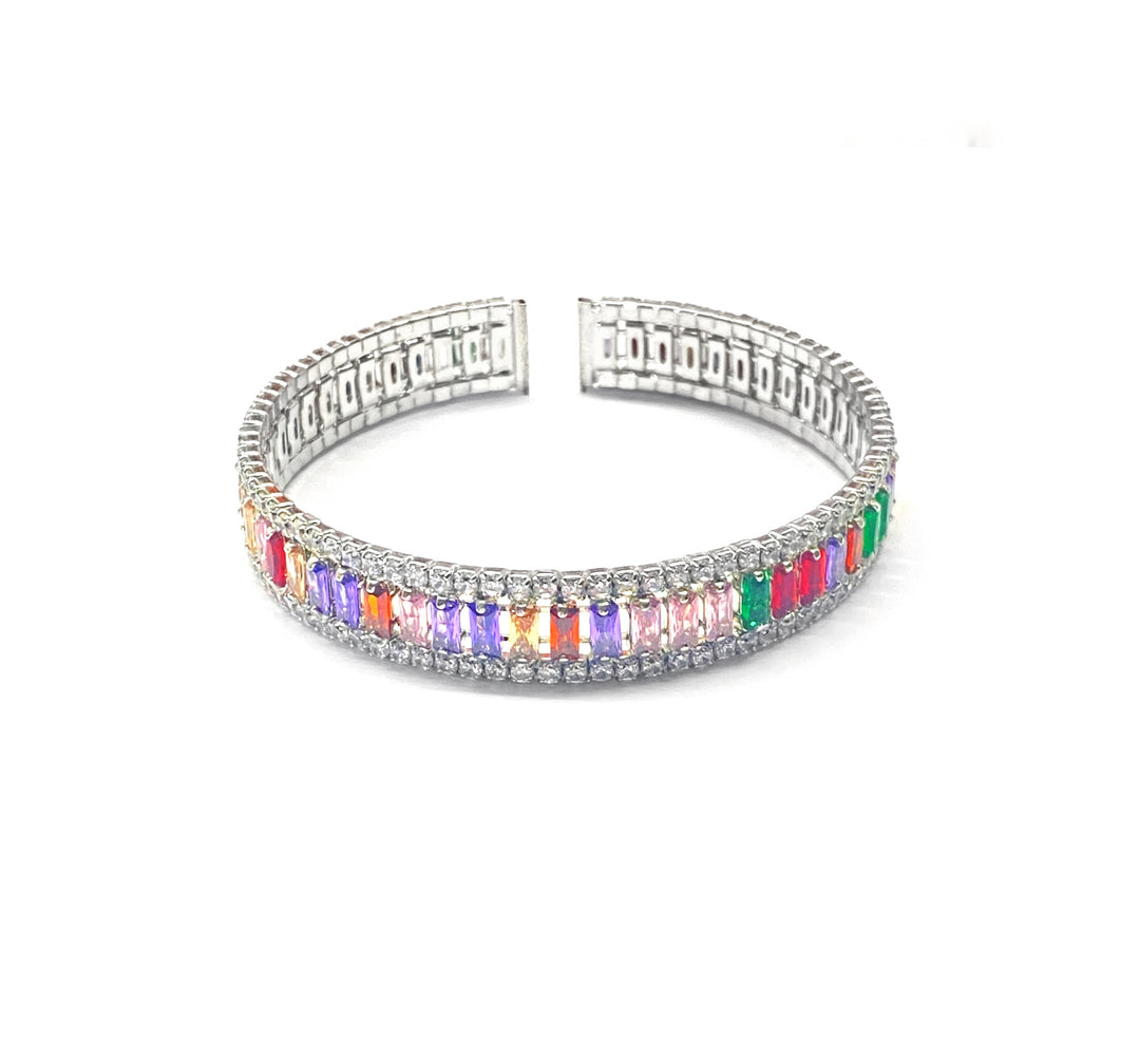 Pulsera Acero 🤍 Aro Plateado Multicolor