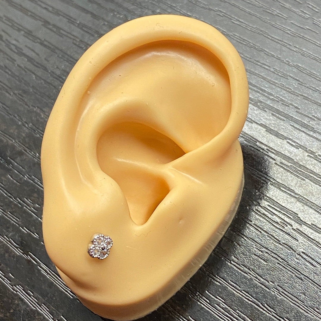 Arete Quirúrgico 🌺 Flor Plateado| Nicola Joyería