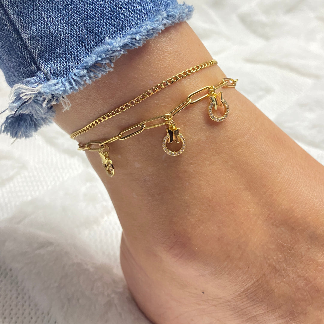 Tobillera Acero 🦋 Mariposas Minis | Nicola Joyería 