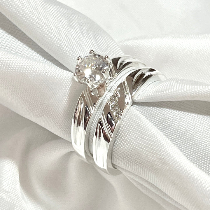 💍 Anillos Dúo Unión Compromiso y Matrimonio Silver 925 para Mujer 