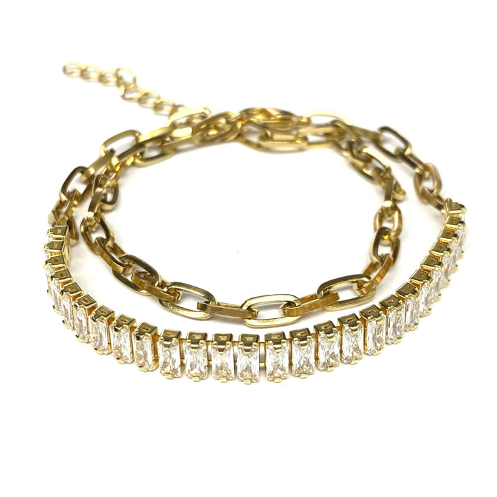 Pulsera Acero ✨ Doble Baguettes Dorada | Nicola Joyería