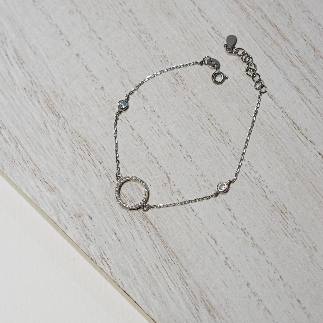 Pulsera de Plata Circulo Circonita Blanca  | Nicola Joyería en Costa Rica