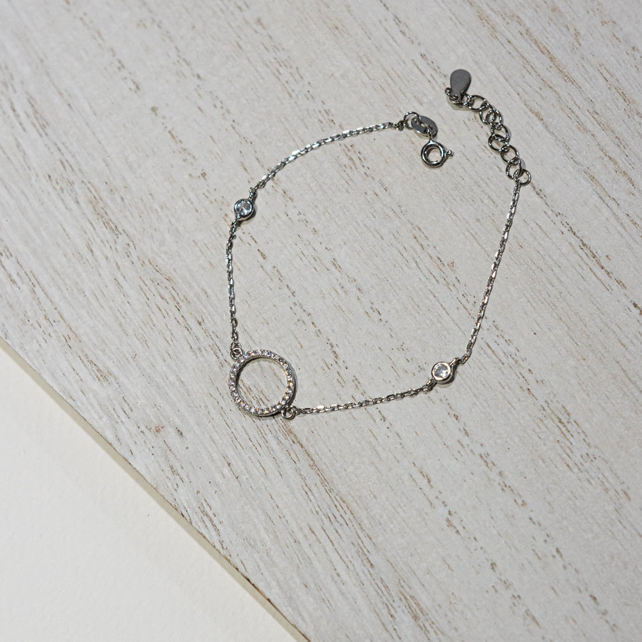 Pulsera de Plata Circulo Circonita Blanca  | Nicola Joyería en Costa Rica