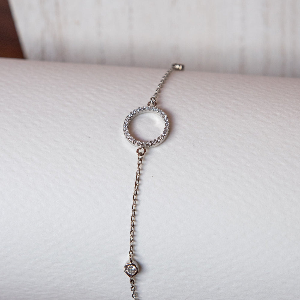 Pulsera de Plata Circulo Circonita Blanca  | Nicola Joyería