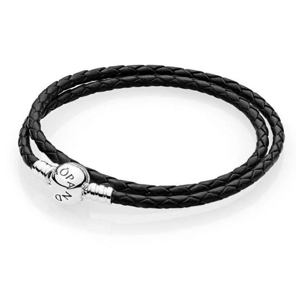 PANDORA Pulsera de Cuero Negra para Hombre o Mujer Nicola